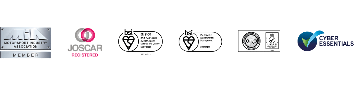 Image of Prototal's various certifications, memberships and registrations such as EN 9100, ISO 13485, ISO 9001 ISO 14001, Cyber Security, JOSCAR & MIA