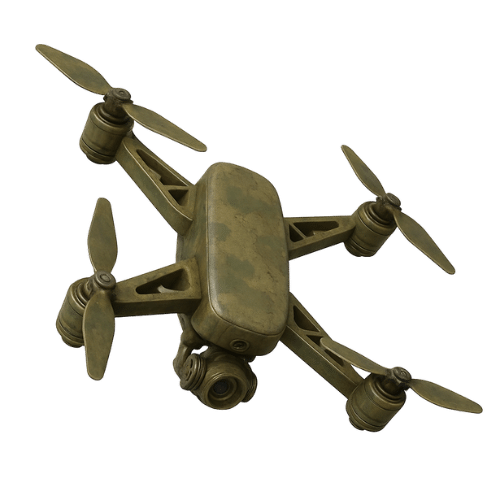 Defence Sector image of  military green drone with a camera
